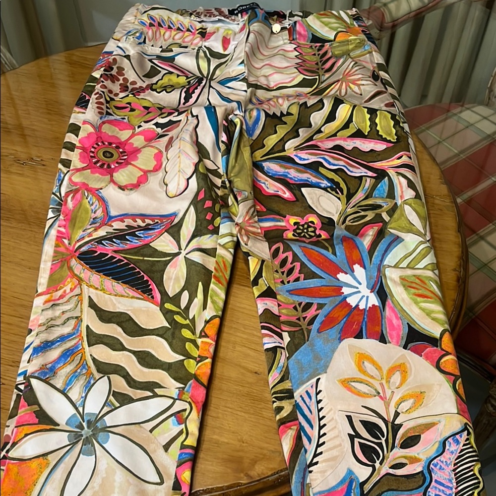 Robell Pink and Blue Ankle Cropped Pants